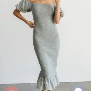 Baltic Born Alana Smocked Midi Dress Size XS Color Sage